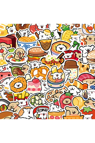 Miniso 100 قطعة من ملصقات Kawaii Food Line Dog Puppy اللطيفة لسجل القصاصات وا...