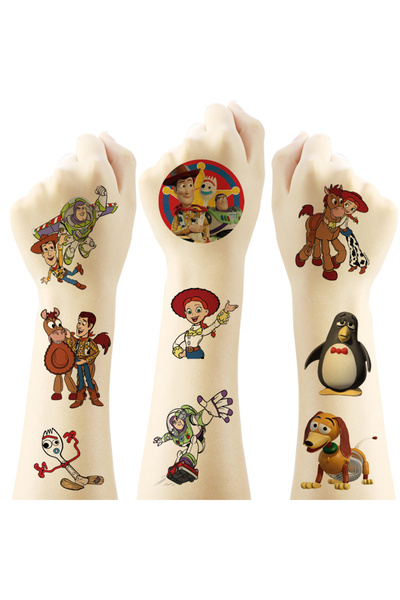 Miniso 20 قطعة من ملصقات وشم ديزني الكرتونية لقصة لعبة باز لايتيير وودي أنمي ...