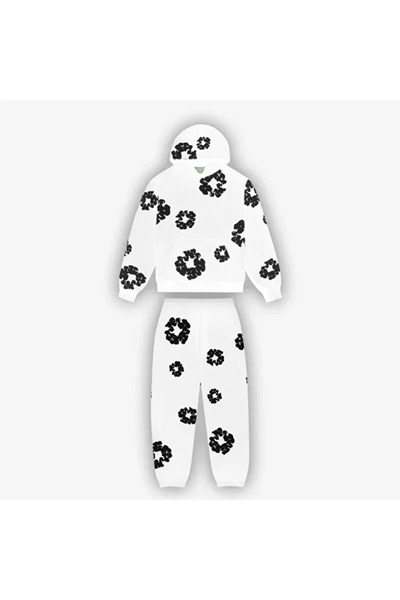 DYENOTE Printed Sweatshirt Tracksuit Bottom Top Set Hooded
