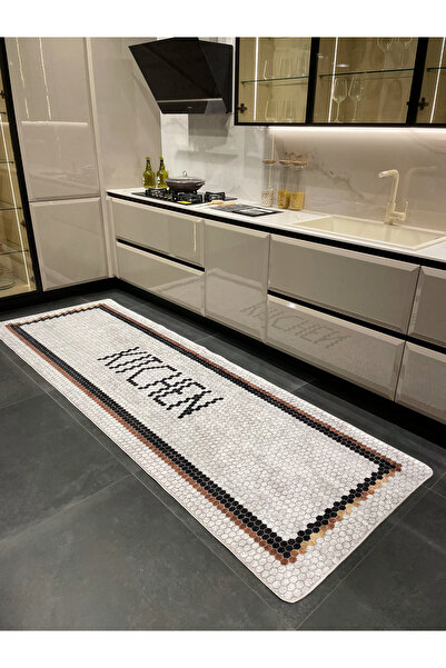 Brillant Kitchen Petekli Ekru Mutfak Yolluk Halı