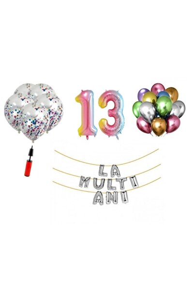 Domi Party & Gifts Set 33 baloane, DOMI PARTY & GIFTS®, La mulți ani de 13 an...