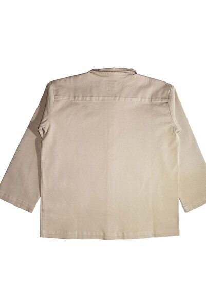 Ozmoz By Mukadder Özden Organic Thick Woven Light Brown Winter Little Boys Shirt