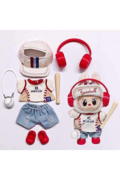 Miniso لا توجد دمية بدلة بيسبول C لملابس لابوبو بدلة بيسبول أمريكية 17 سم لعبة تلبيس الدمية من الفينيل