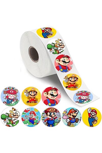 BANDAI 500 قطعة/لفة 500 قطعة/لفة ملصق كرتوني أنمي سوبر ماريو مقاوم للماء جراف...