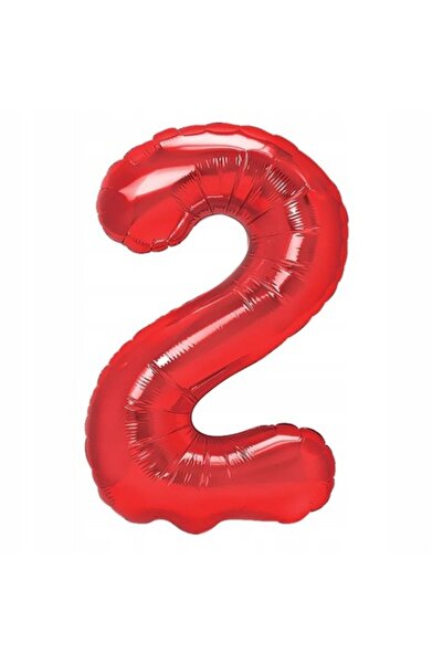 Danex Metallic Foil Number 2 Balloon, 100 cm, Red, Straw Included, Air or Helium