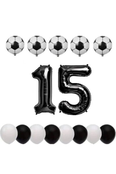 OEM Set de 15 baloane, ESB - aniversare de 15 ani, temă fotbal, număr folie 1...