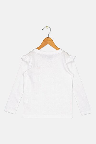 Sinsay Toddlers Girl Crew Neck Long Sleeves Graphic Print Top, White