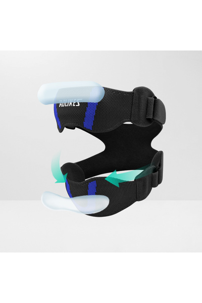 Aolikes حزام ركبة أسود وأزرق، قطعة واحدة، للرضفة، مزود بوسادة سيليكون مريحة ل...