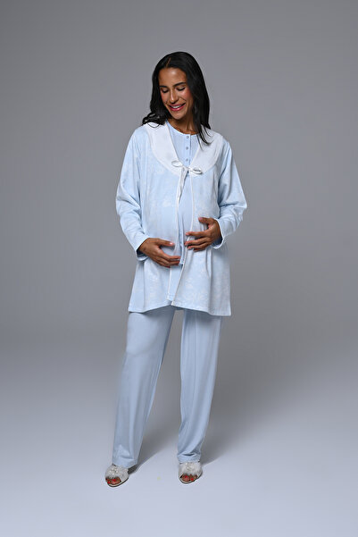 Marilyn Club Maternity-Puerperium Women's Pajama Set with Dressing Gown 3-Piece Set