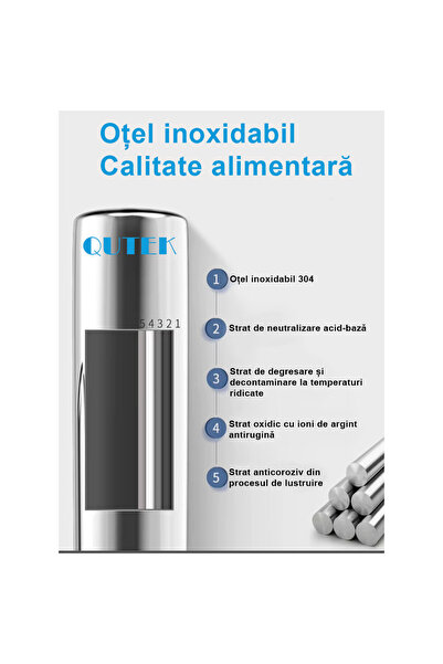 QuTek Filtru de apa potabila AquaVivifica II cu 2 seturi de filtre, montare la robinetul de la chiuveta