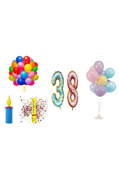 OEM Set baloane aniversare, 38 de ani, model gogoașă, 60 buc