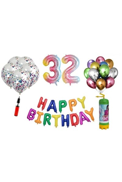 Domi Party & Gifts Set 37 baloane, La mulți ani aniversare 32 de ani, numere ...