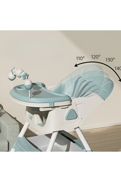 Danex Baby High Chair 3-in-1 with 2 Detachable Trays, Adjustable Backrest, Safety Belt, Rocker, Turquoise