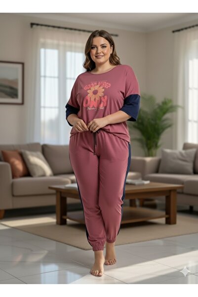 FAMESTEKSTİL Women's Pink Tracksuit Set