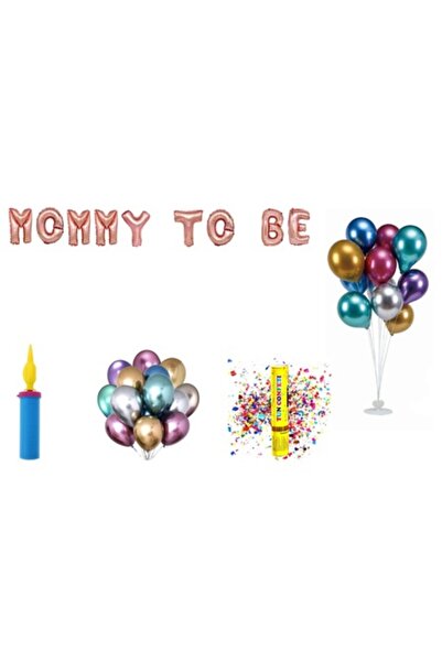 OEM Set Baloane Mommy To Be , Cake Topper Cadou , 70 Buc , Rosegold