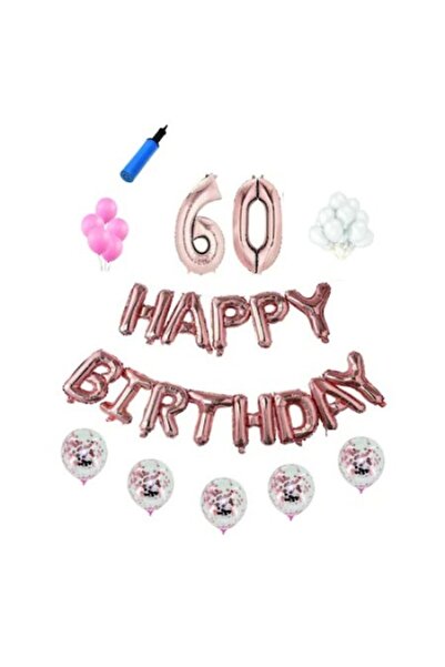 Domi Party & Gifts Set baloane Happy Birthday , 60 ani, rose gold