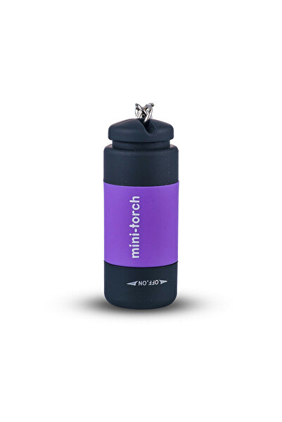 Choice 018SDT-مصباح يدوي LED صغير قابل لإعادة الشحن باللون الأرجواني مزود بسلسلة مفاتيح محمولة ومفتاح دوار ومقاوم للماء