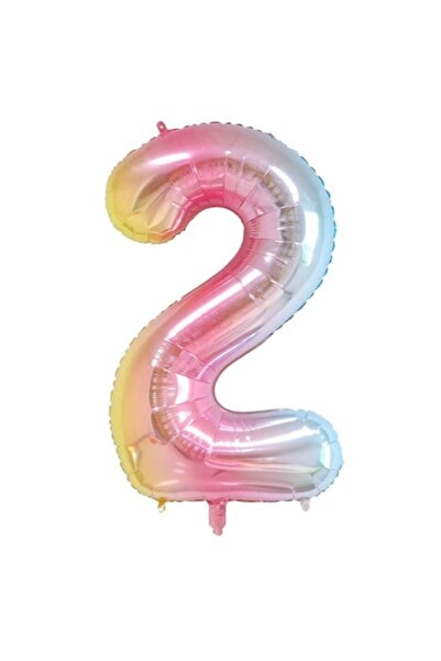 OEM Rainbow Foil Balloon, Number 2, 105 cm