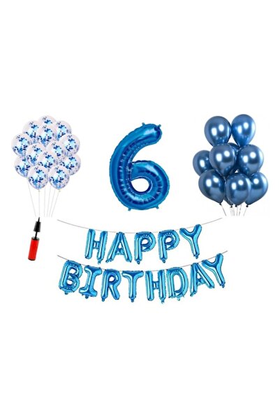 OEM Σετ μπαλονιών, 35 τεμ., «HAPPY BIRTHDAY», 6α γενέθλια, αριθμός από αλουμι...