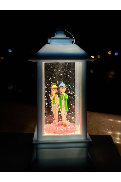 üçgendükkan Uçuşan Simli 12,5 cm Led Işıklı Sevgili Fener Küre