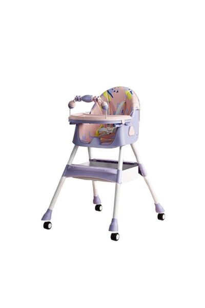 Danex Scaun înalt pentru bebeluși 3 în 1, 2 tăvi detașabile și husă, spătar reglabil, ham cu 5 puncte, violet