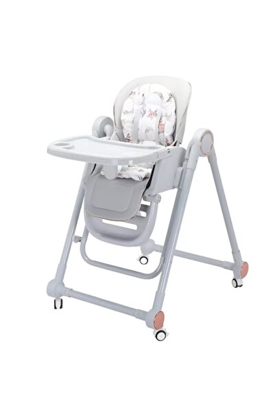 Danex Baby High Chair with Removable Tray & Cover, Adjustable Height, Reclining Back, Safety Harness, Gray