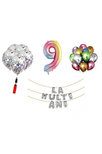 Domi Party & Gifts Set 32 ​​baloane, DOMI PARTY & GIFTS®, La mulți ani de 9 a...