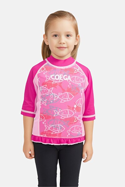 Coega Sunwear Toddlers Girl Graphic Print Rash Guard, Multicolor