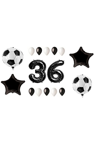 OEM Set of 16 balloons - 36th anniversary, football theme, 100 cm foil numbers, 50 cm Orbz, latex