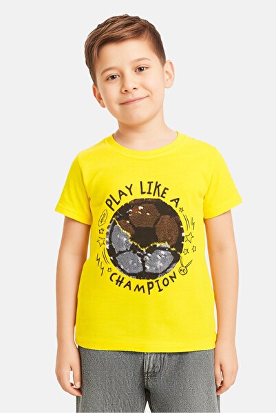 Sinsay تي شيرت ترتر بأكمام قصيرة للبنات الصغار، أصفر