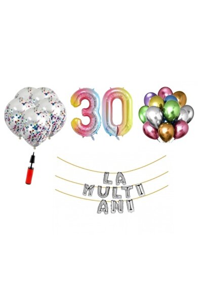 OEM Set baloane, 33 elemente, La Multi Ani aniversare 30 ani, cifre folie 101...