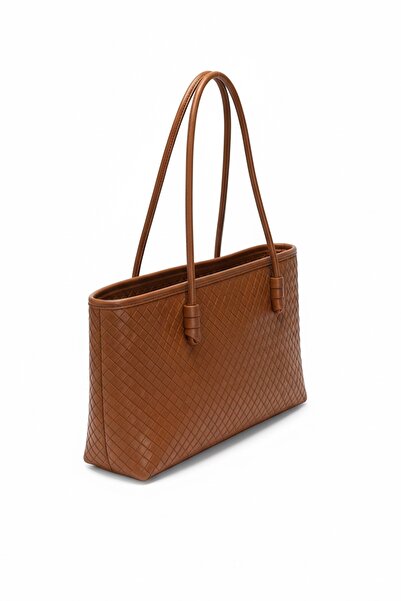 BAHELS Women's Loven Long Tote Bag Brown Braided