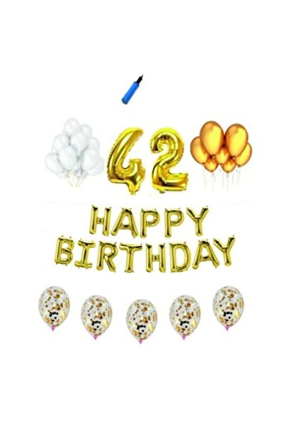 Domi Party & Gifts Set baloane Happy Birthday , 42 ani, auriu,