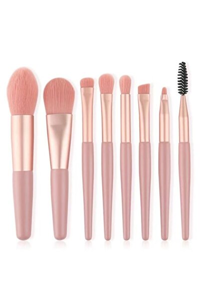 Domi Party & Gifts Mini portable set of 8 pink makeup brushes,