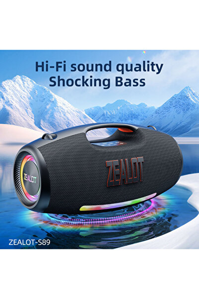 zealot S89 250W Bluetooth Speaker, IPX6 Waterproof, 48000mAh Battery, and RGB Lighting