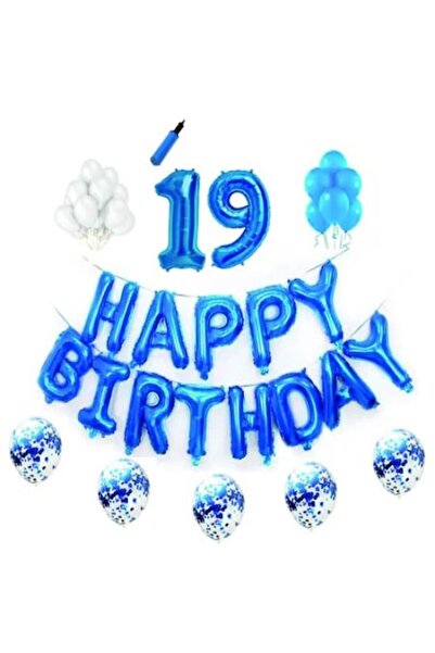 Domi Party & Gifts Set baloane Happy Birthday , 19 ani, albastru