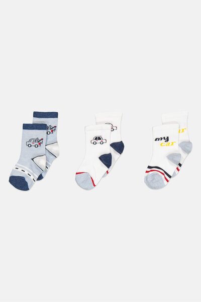 Joe Boxer Toddlers Boy 3 Pairs Printed Crew Socks, Multicolor