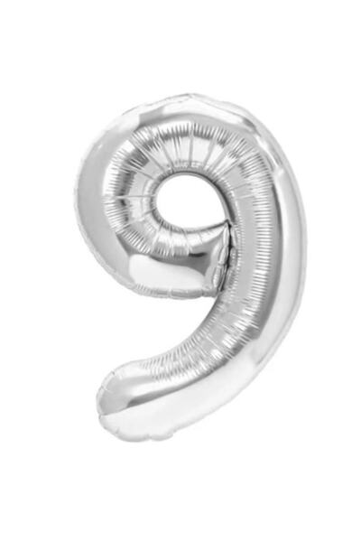 Danex Metallic Foil Balloon Number 9, 100 cm, Silver