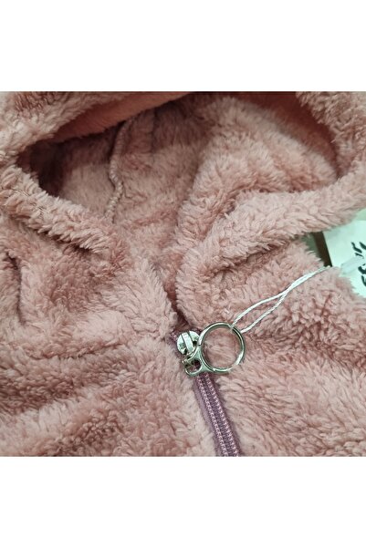 Uğur bebe Powder Color Hooded Zippered Plush Baby Romper Soft Wellsoft Fabric Winter Warm Romper