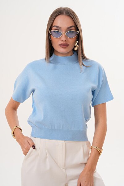 ŞİMAL Дамски пуловер с къс ръкав и рибарска плетка 255174 -