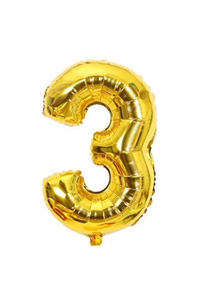 Danex Balon din folie, Numărul 3, 81 cm, Pentru Aer sau Heliu, Auriu