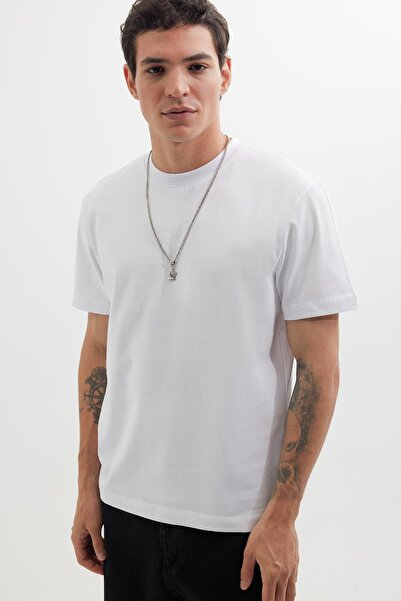 Tudors Men's Regular Fit Classic Cut 100% Cotton Crew Neck White T-Shirt