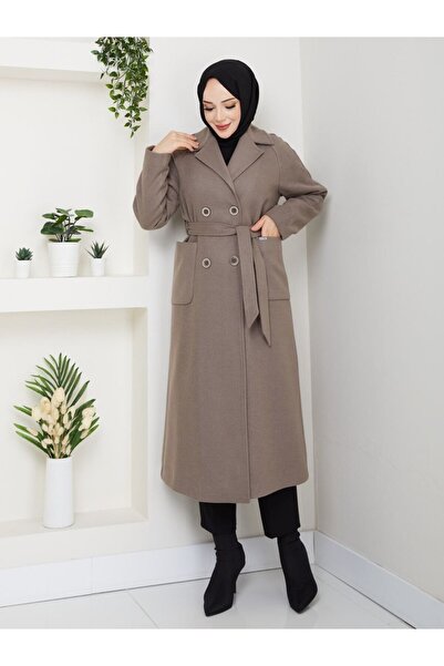 SARİAL GİYİM Jachetă de lux din cașmir, cu mâneci raglan, cu design elegant, cu căptușeală lungă și curea