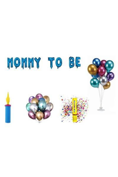 OEM Σετ μπαλονιών «Mommy To Be», δώρο για το κέικ, 70 τεμάχια, μπλε