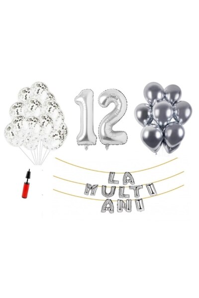Domi Party & Gifts Set 33 baloane, DOMI PARTY & GIFTS®, La mulți ani de 12 an...