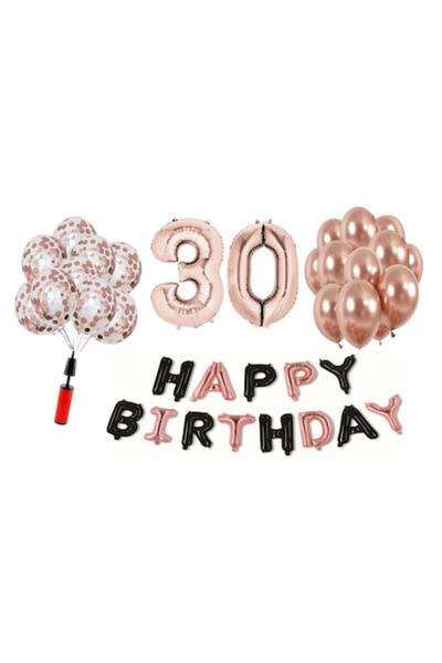 Domi Party & Gifts Set 36 baloane, Domi Party & Gifts, Happy Birthday rose go...