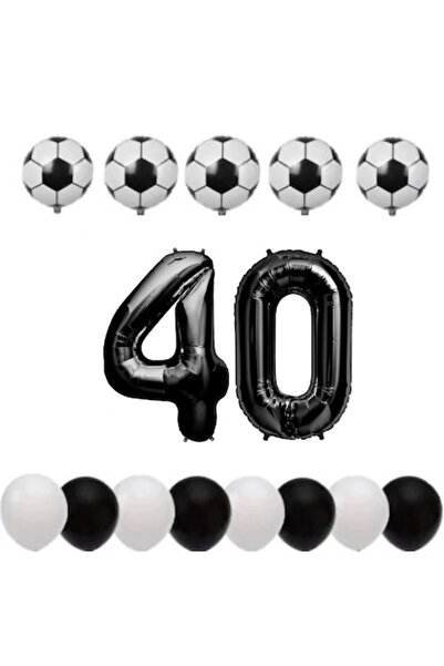 OEM Set de 15 baloane - aniversare de 40 de ani, temă fotbal, număr folie 100...