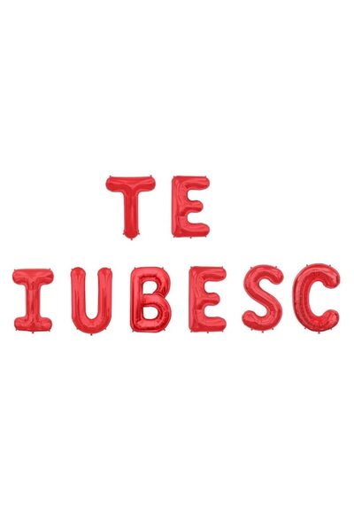 OEM Set of 16 foil balloons 'I LOVE YOU' red, rose gold hearts, red stars