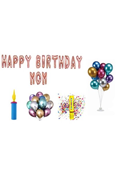 OEM Set baloane „La mulți ani, mama”, decor tort, 77 buc, auriu-roșu