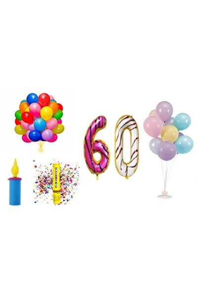 OEM Set baloane aniversare, 60 de ani, model gogoașă, 60 buc